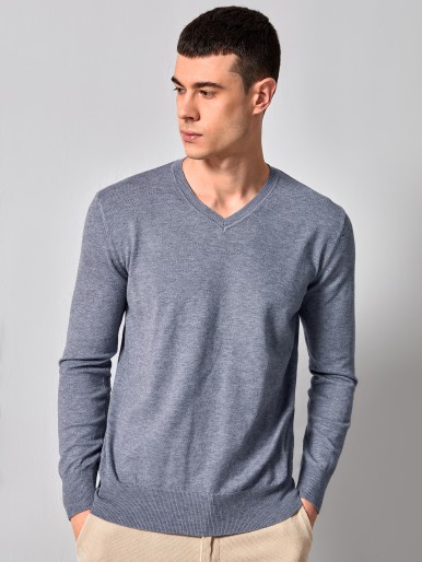 SHEIN Men V-neck Solid Sweater