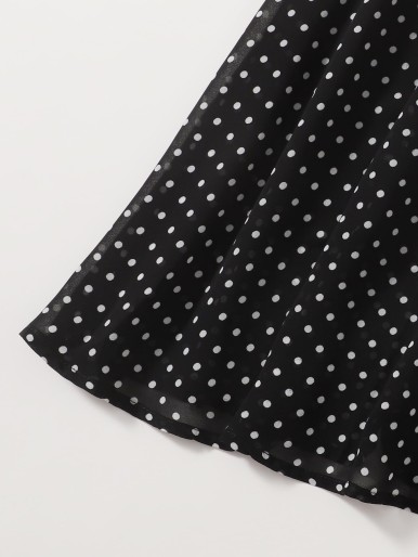 Girls Polka Dot Print Flare Skirt