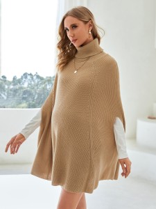 SHEIN Maternity Turtleneck Dolman Sleeve Knit Poncho