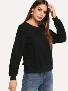 Plain Cut Out Back Knot Sweatshirt