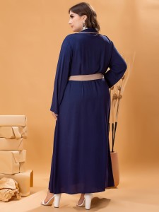 SHEIN Najma Plus Floral Embroidery Belted Abaya