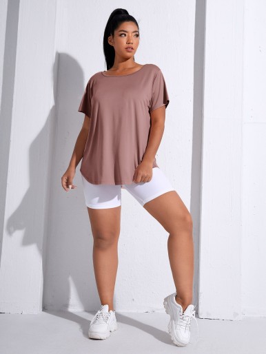 Plus Contrast Mesh Sports Tee