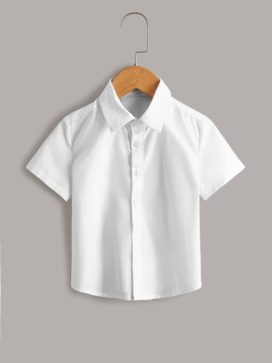 SHEIN Toddler Boys 2pcs Button Front School Shirt