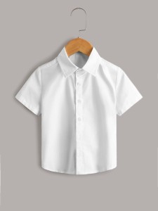 SHEIN Toddler Boys 2pcs Button Front School Shirt