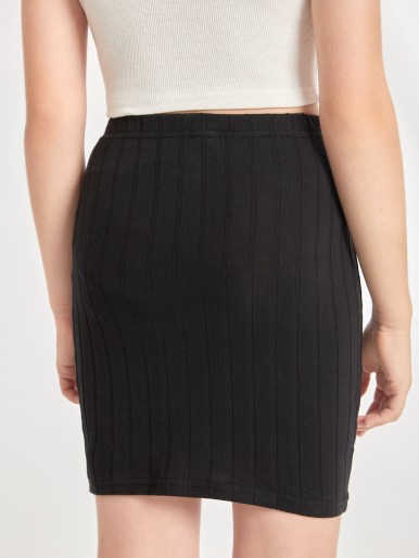 SHEIN Girls Solid Straight Skirt