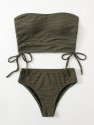 Drawstring Side Bandeau Bikini Swimsuit