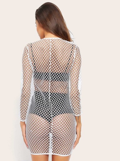 Solid Fishnet Cover Up