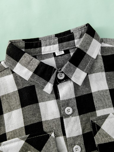 Toddler Boys Buffalo Plaid Print Flap Pocket Shirt