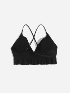 Plus Ruffle Hem Cross Back Bikini Top