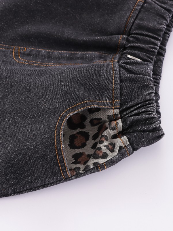 Toddler Girls Leopard Print Elastic Waist Jeans