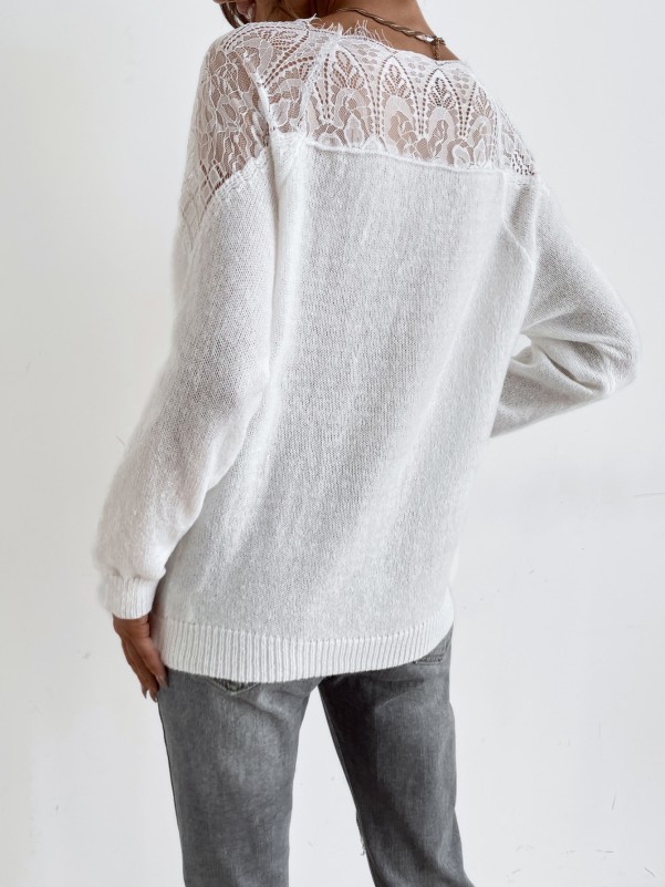 EMERY ROSE Contrast Lace Sweater