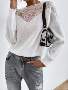 EMERY ROSE Contrast Lace Sweater