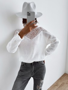 EMERY ROSE Contrast Lace Sweater