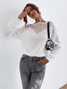 EMERY ROSE Contrast Lace Sweater