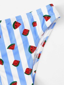 Toddler Girls Watermelon Print Striped Bikini Set