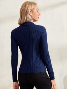 EMERY ROSE Mock Neck Ribbed Knit Sweater