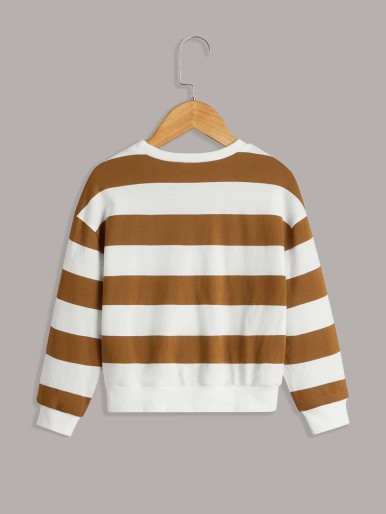 Toddler Boys Striped Drop Shoulder Sweatshirt