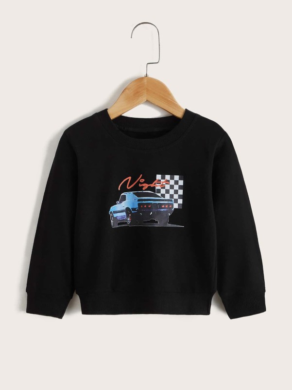 Toddler Boys Car & Plaid Print Sweatshirt