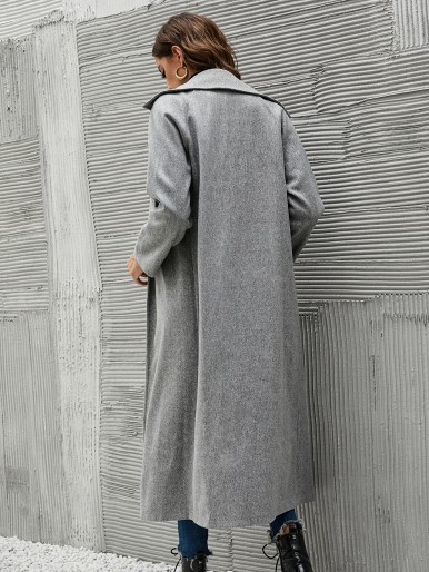 Lapel Neck Raglan Sleeve Overcoat