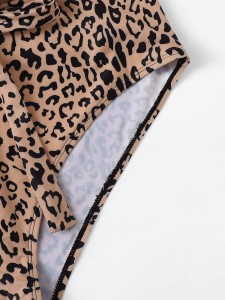 Plus Leopard Criss Cross Open Back One Piece Swim