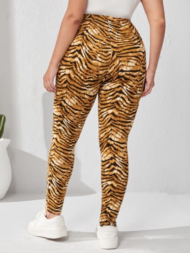 EMERY ROSE Plus Tiger Striped Print Leggings