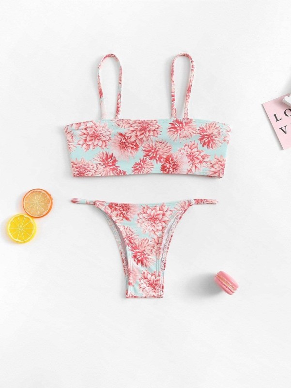 Toddler Girls Flower Print Bikini Set