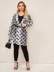 Buy Plus Polka Dot Self Tie Mesh Kimono