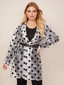 Buy Plus Polka Dot Self Tie Mesh Kimono