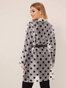 Buy Plus Polka Dot Self Tie Mesh Kimono