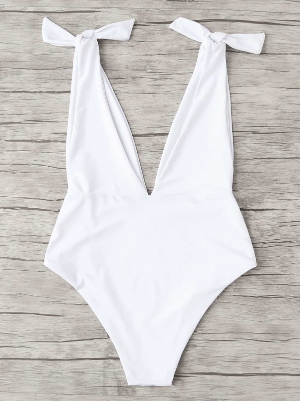 Deep Plunge Knot One Piece Swimsuit