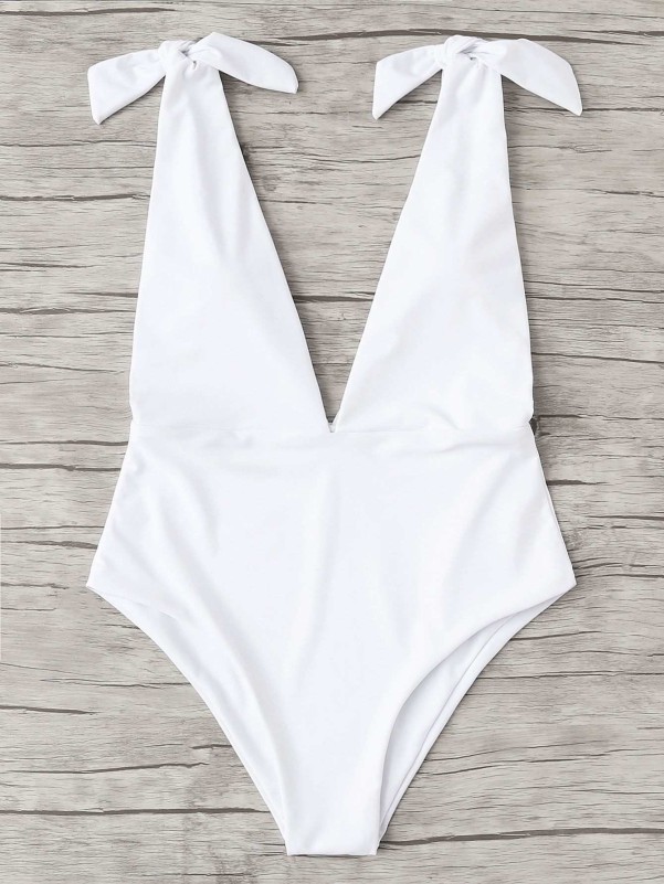 Deep Plunge Knot One Piece Swimsuit