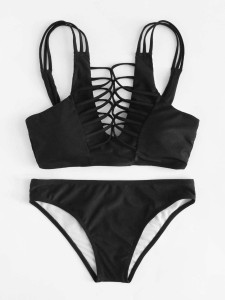 Strappy Self Tie Cut-Out Top Bikini Set