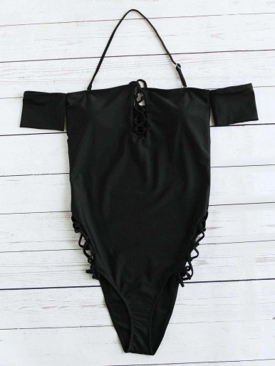 Halter Off the Shoulder One Piece Swimsuit