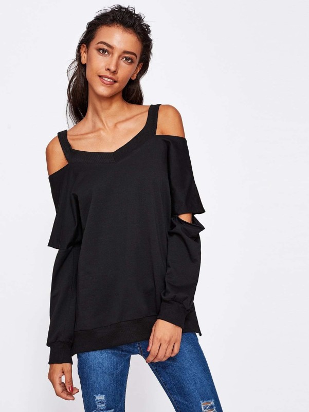 Sweatshirt with shoulder hot sale cut out