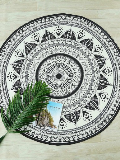 Mandala Print Boho Round Beach Blanket