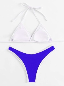 Triangle Halter Top With High Cut Bikini Set