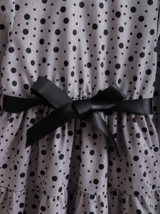 Girls Polka Dot Shirred Cuff Frilled Neck Ruffle Hem Belted Dress