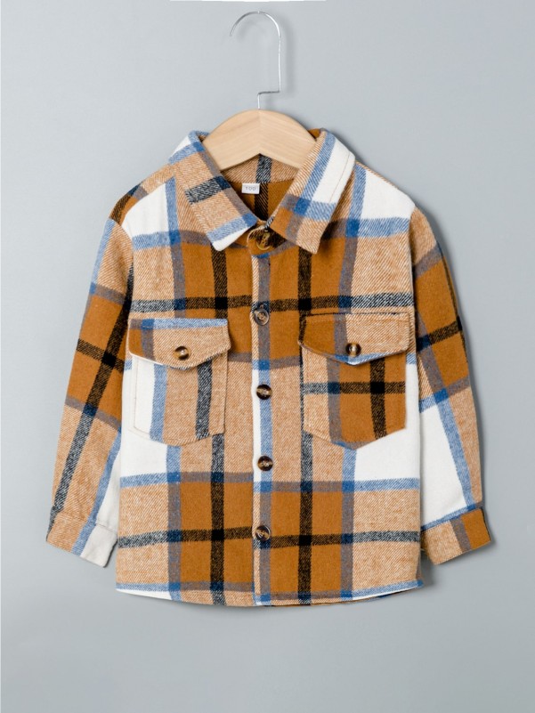 Toddler Boys Plaid Flap Pocket Coat