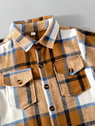 Toddler Boys Plaid Flap Pocket Coat