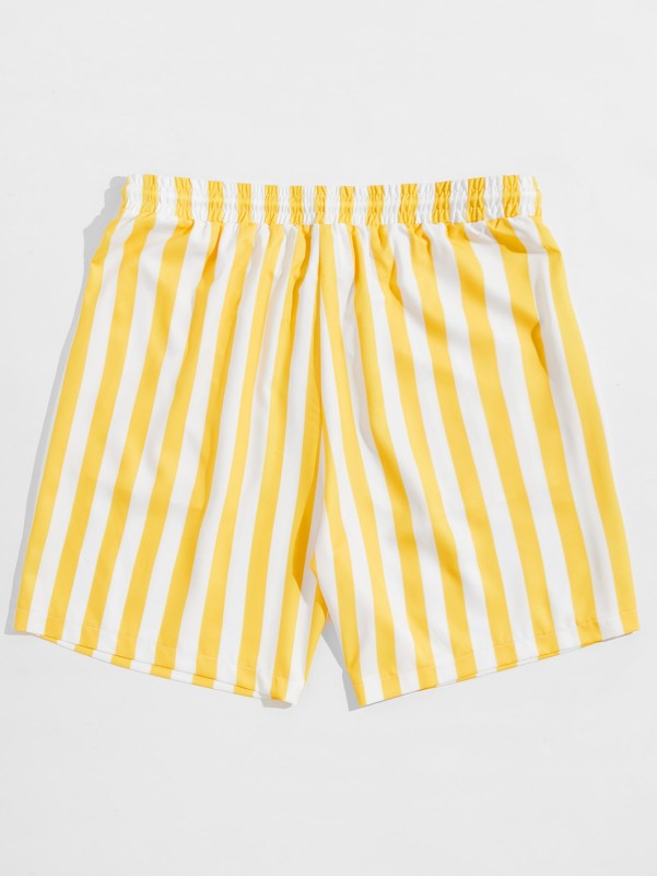 ROMWE Guys Striped Drawstring Shorts