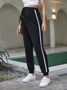 SHEIN Maternity Contrast Side Seam Drawstring Waist Pants