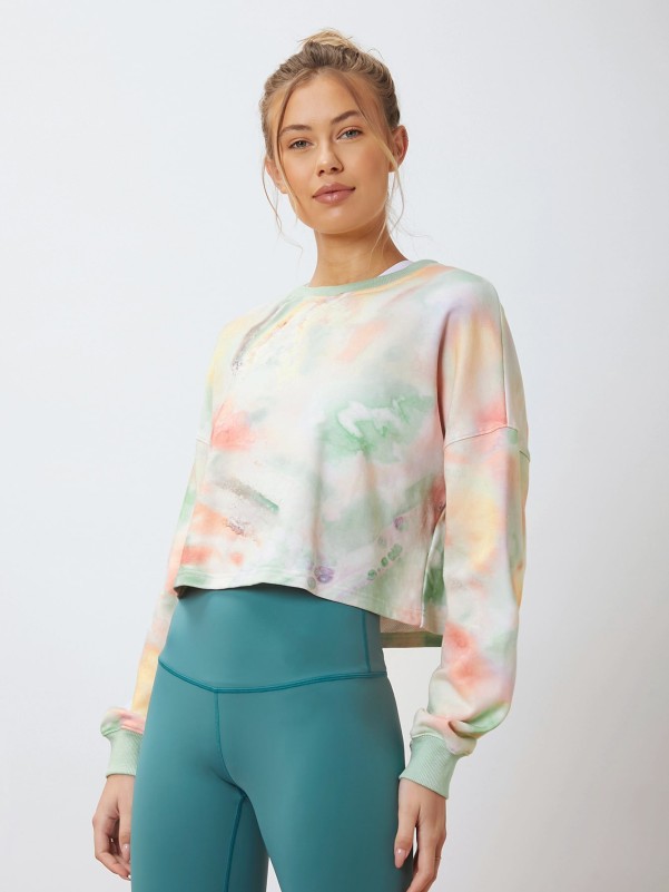 SHEIN Cropped Tie-Dye Sports Pullover