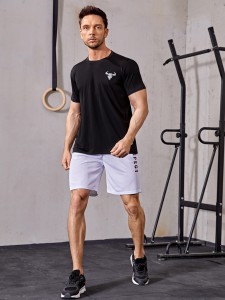 Men Reflective Bull Print Sports Tee