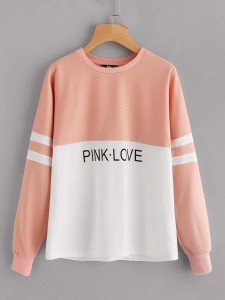 Two Tone Varsity Striped Sleeve Pullover