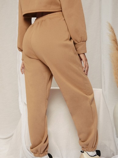 SHEIN SXY Solid Knot Front Skinny Sweatpants