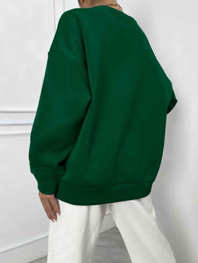 Letter Embroidery Drop Shoulder Sweatshirt