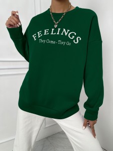 Letter Embroidery Drop Shoulder Sweatshirt