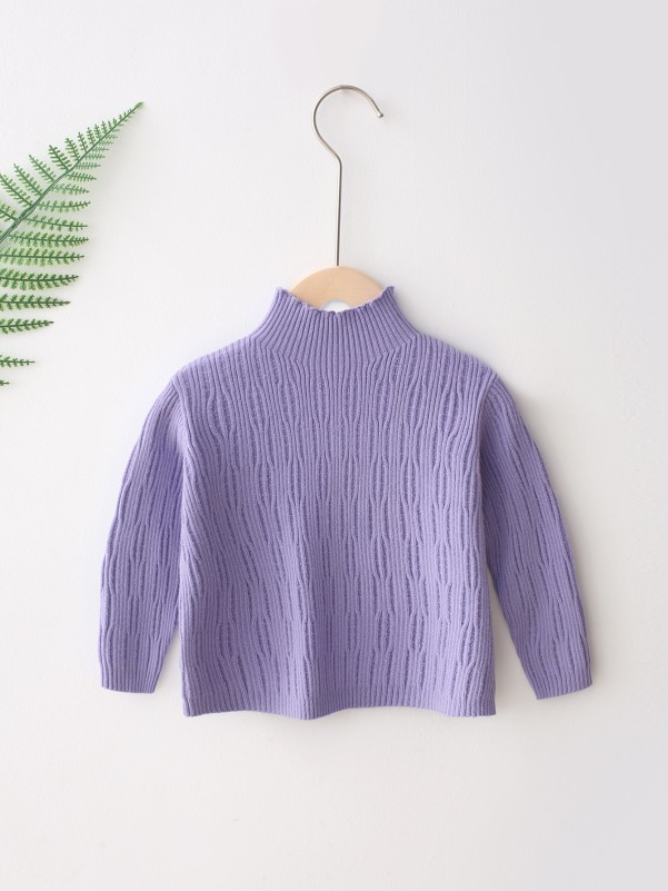 Toddler Girls Mock Neck Ribbed Knit Sweater