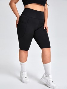 Plus Solid Sports Shorts With Phone Pocket