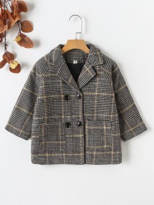 Toddler Boys Houndstooth Double Breasted Overcoat